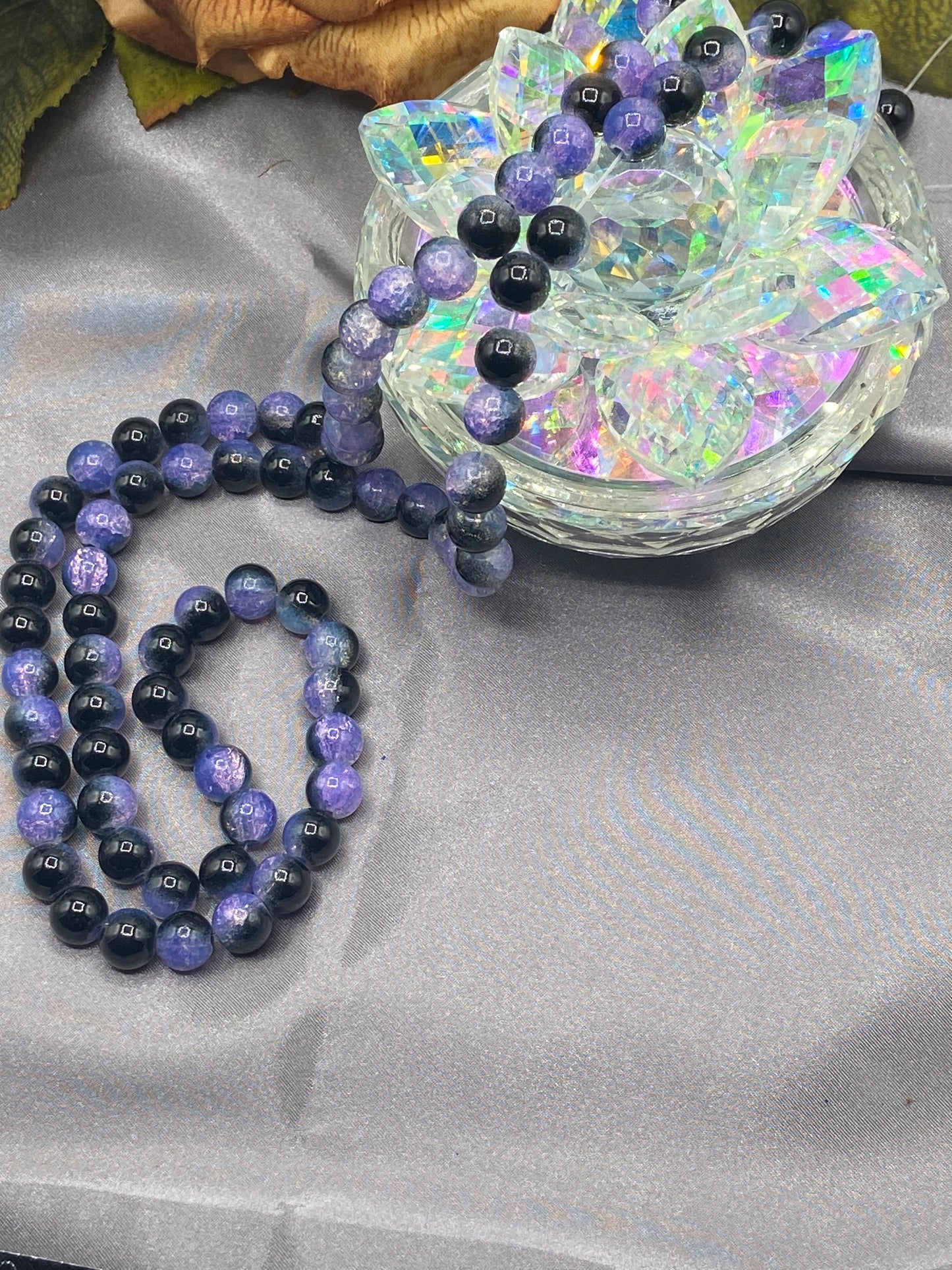 #3 Beautiful purple and black crackle bead