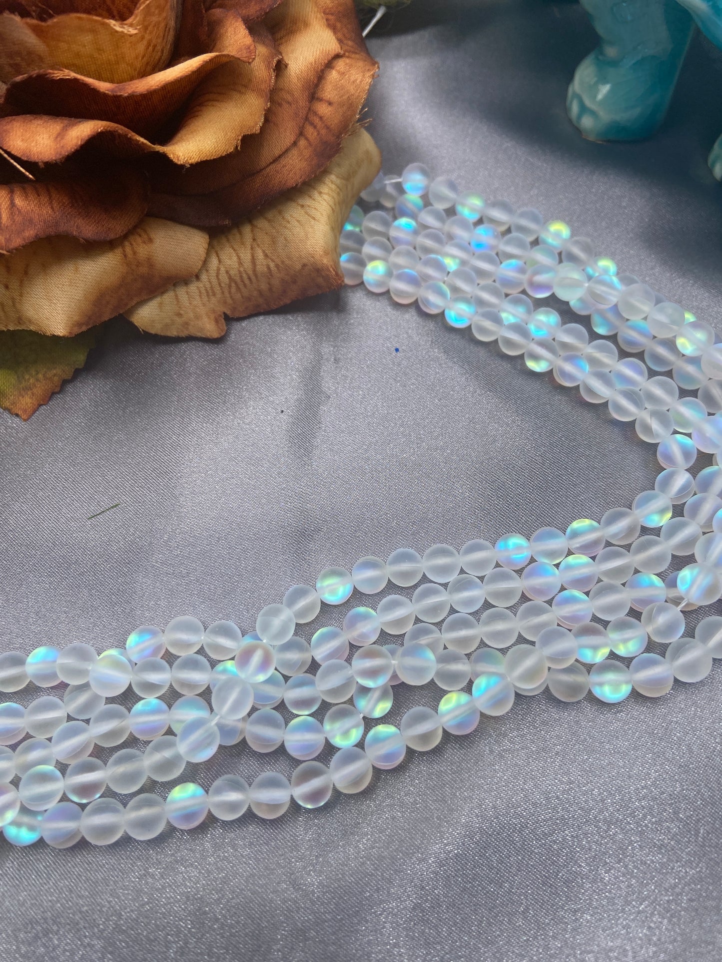 6mm Moonstone Glass bead Strands