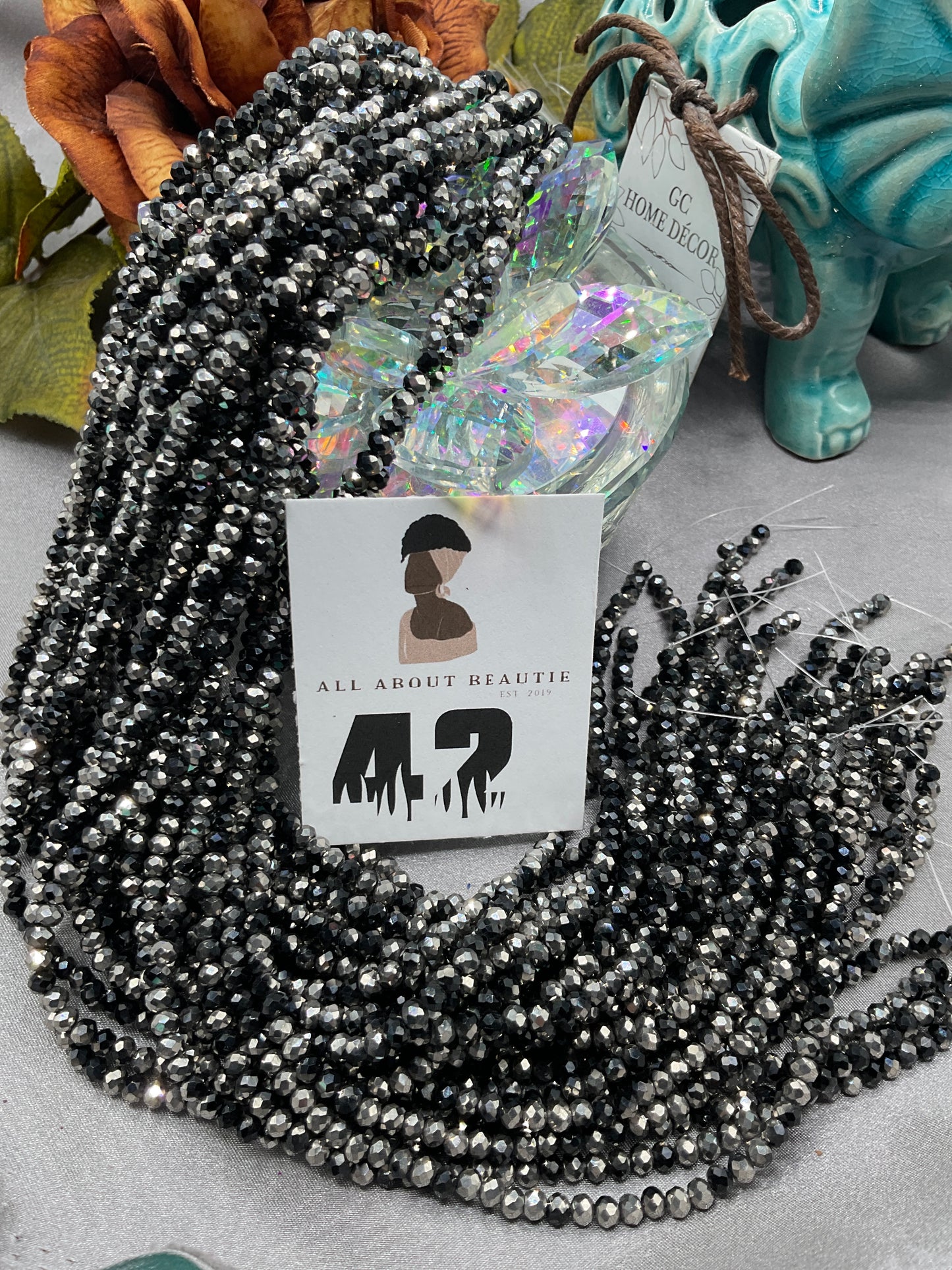 4mm Glass Rondell and Bicone beads