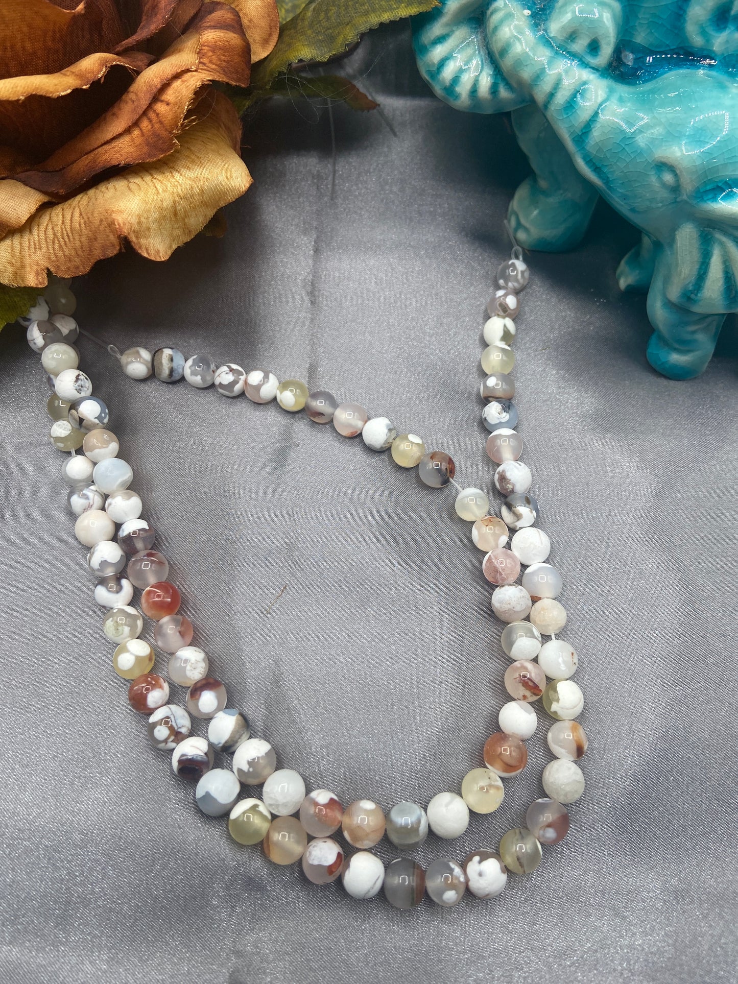 8mm Moonstone and other Glass Bead Strands