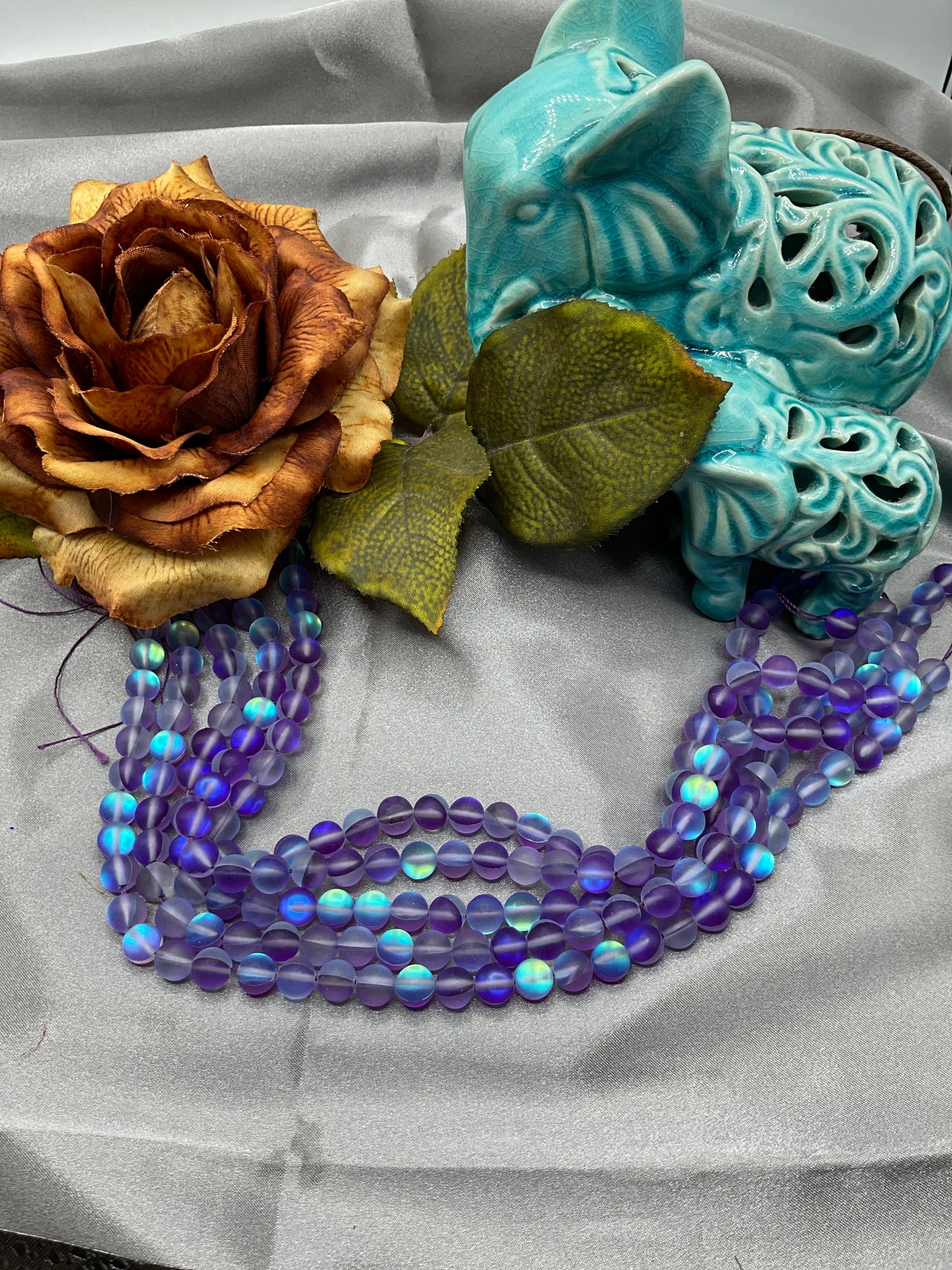 8mm Moonstone and other Glass Bead Strands