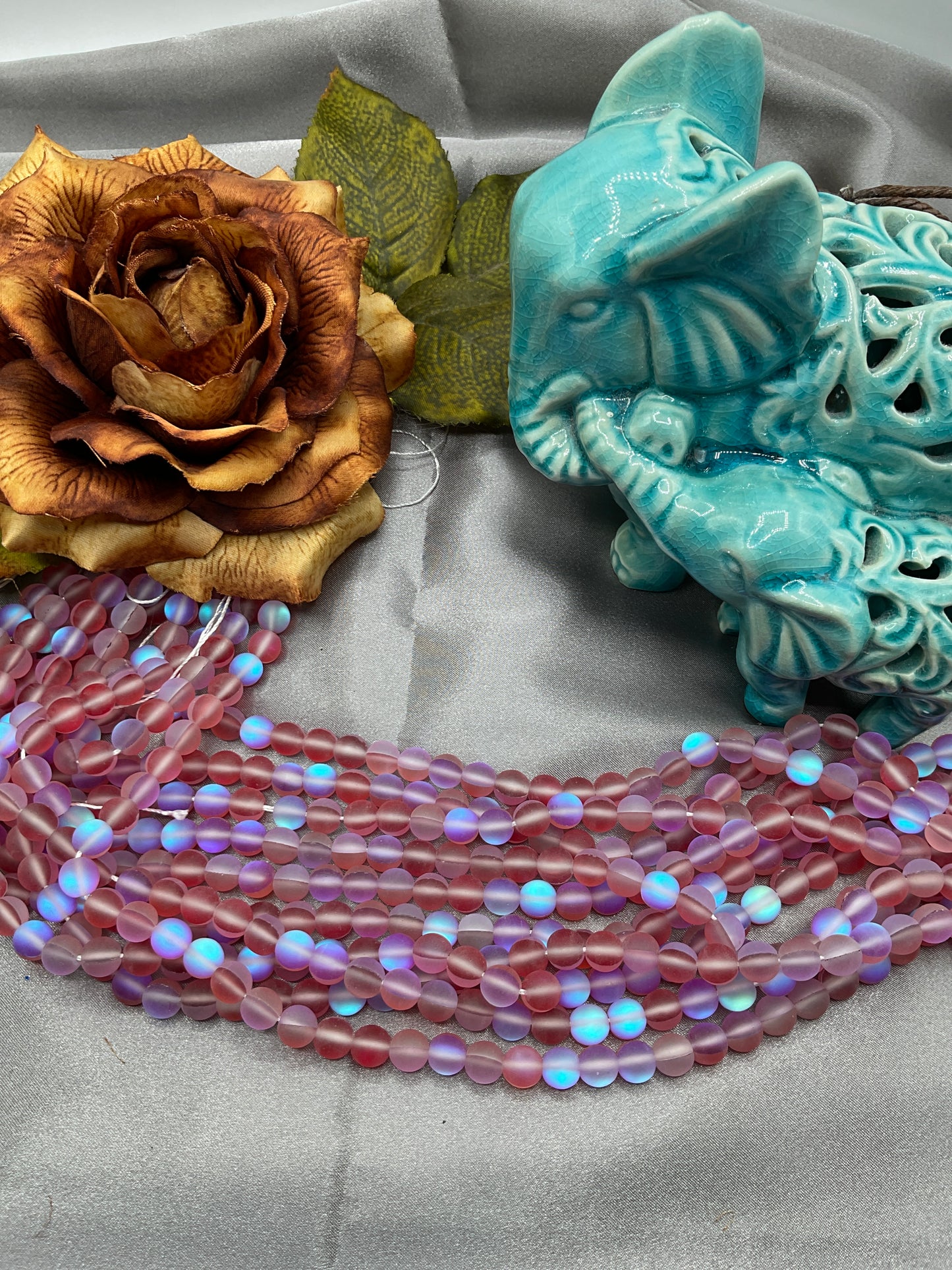8mm Moonstone and other Glass Bead Strands