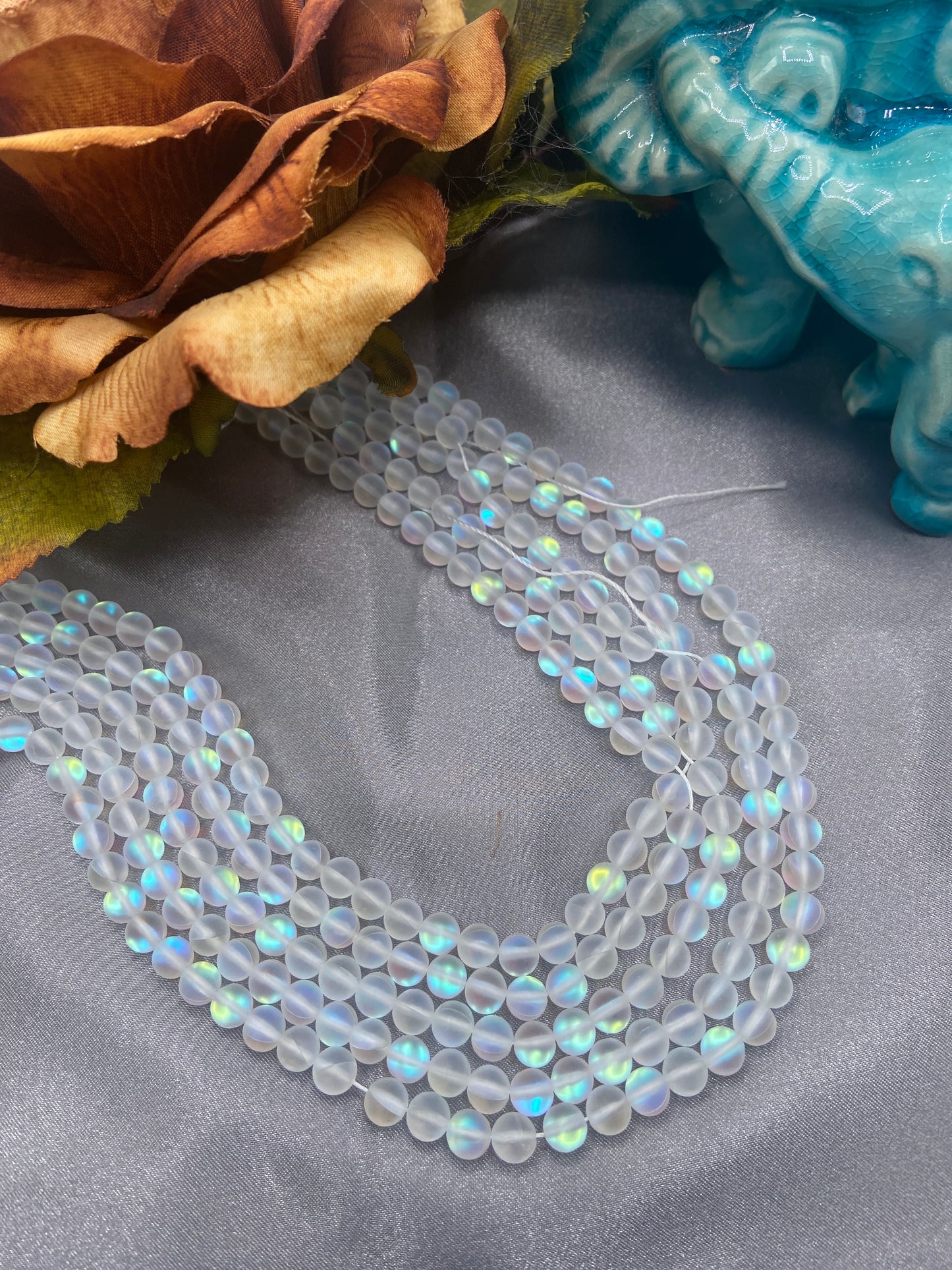 6mm Moonstone Glass bead Strands
