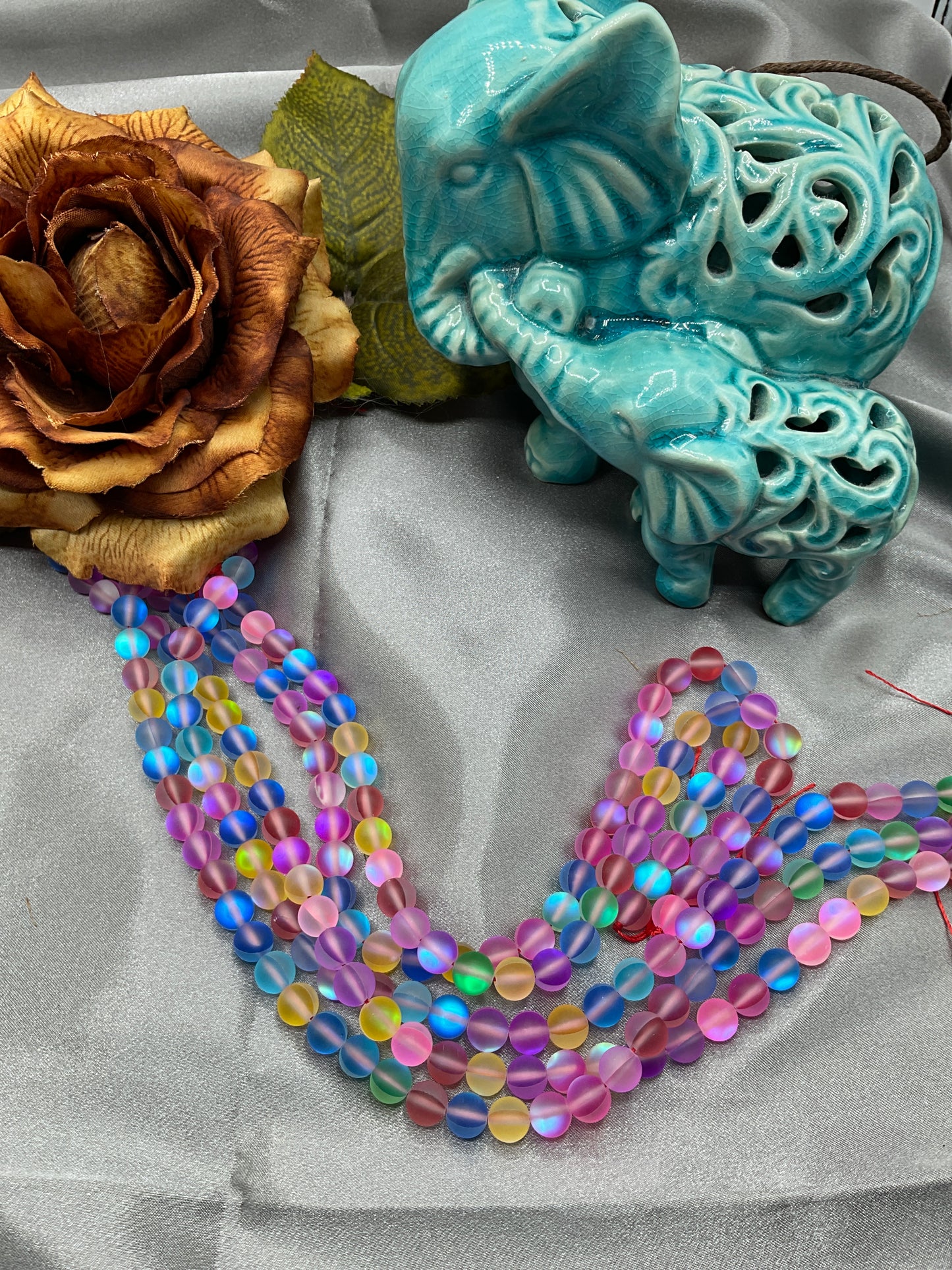 8mm Moonstone and other Glass Bead Strands