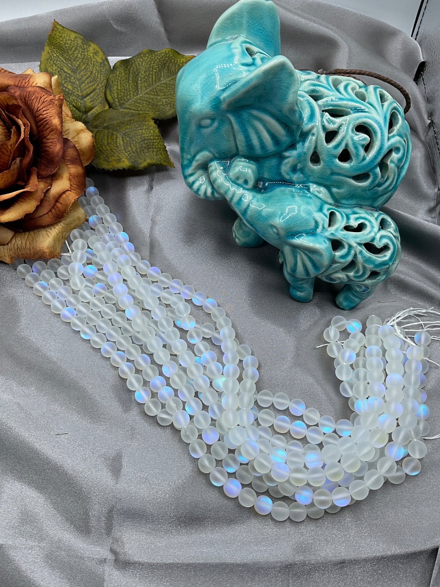 8mm Moonstone and other Glass Bead Strands
