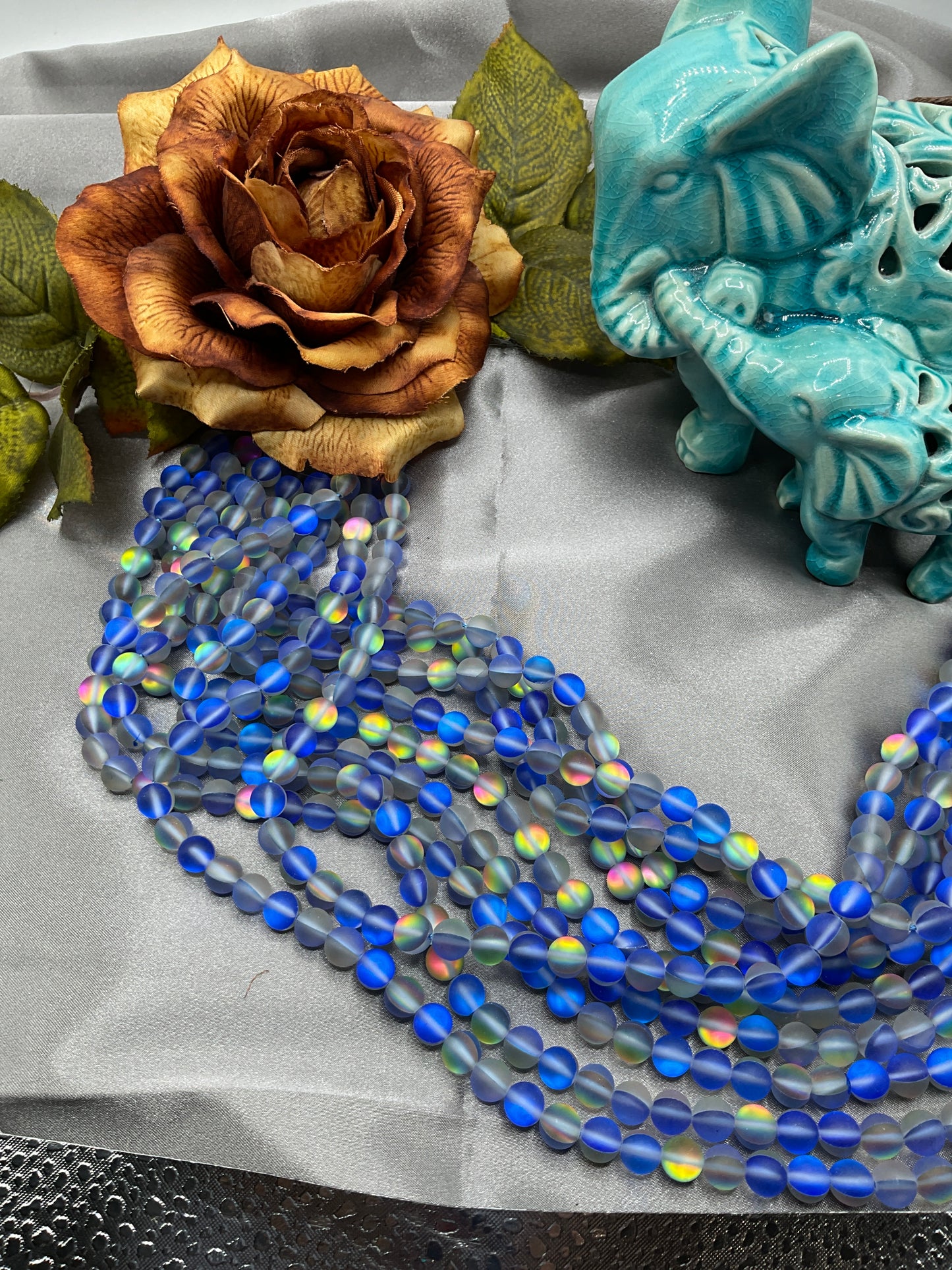 8mm Moonstone and other Glass Bead Strands