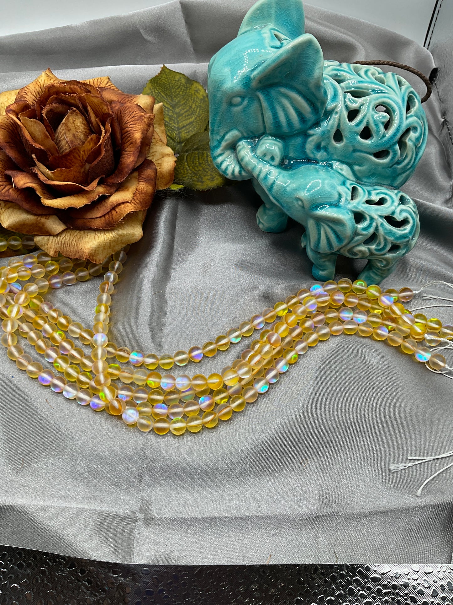 8mm Moonstone and other Glass Bead Strands
