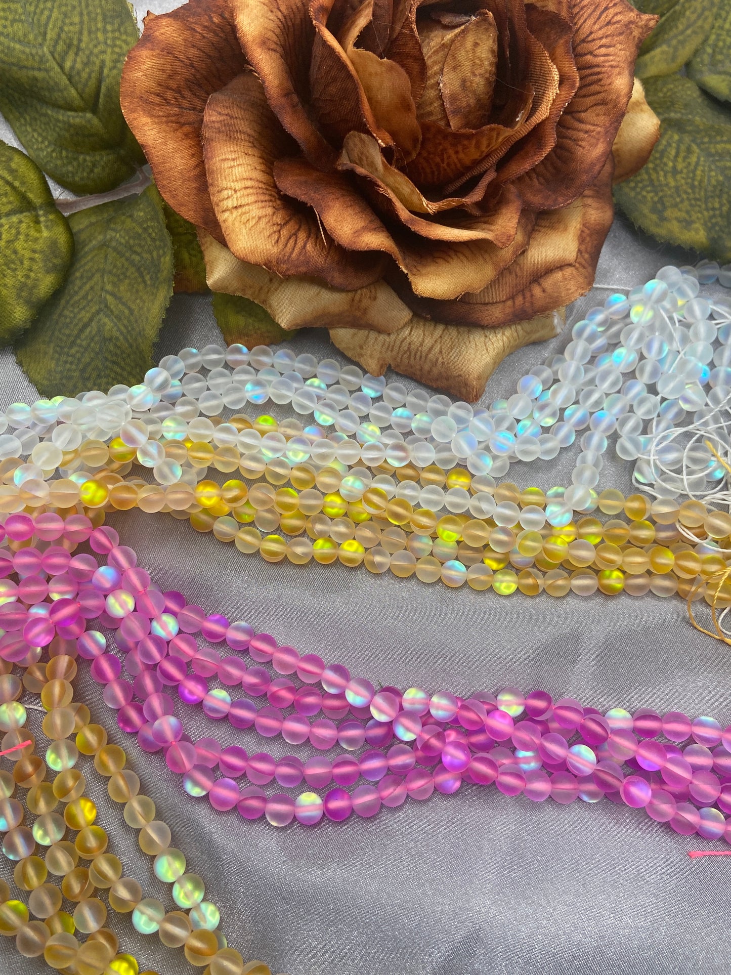 6mm Moonstone Glass bead Strands