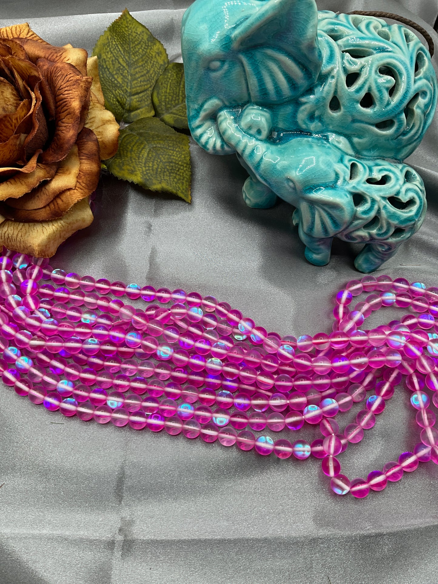 8mm Moonstone and other Glass Bead Strands