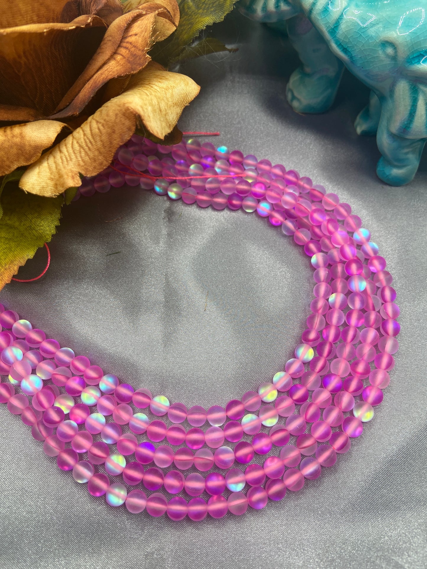 6mm Moonstone Glass bead Strands