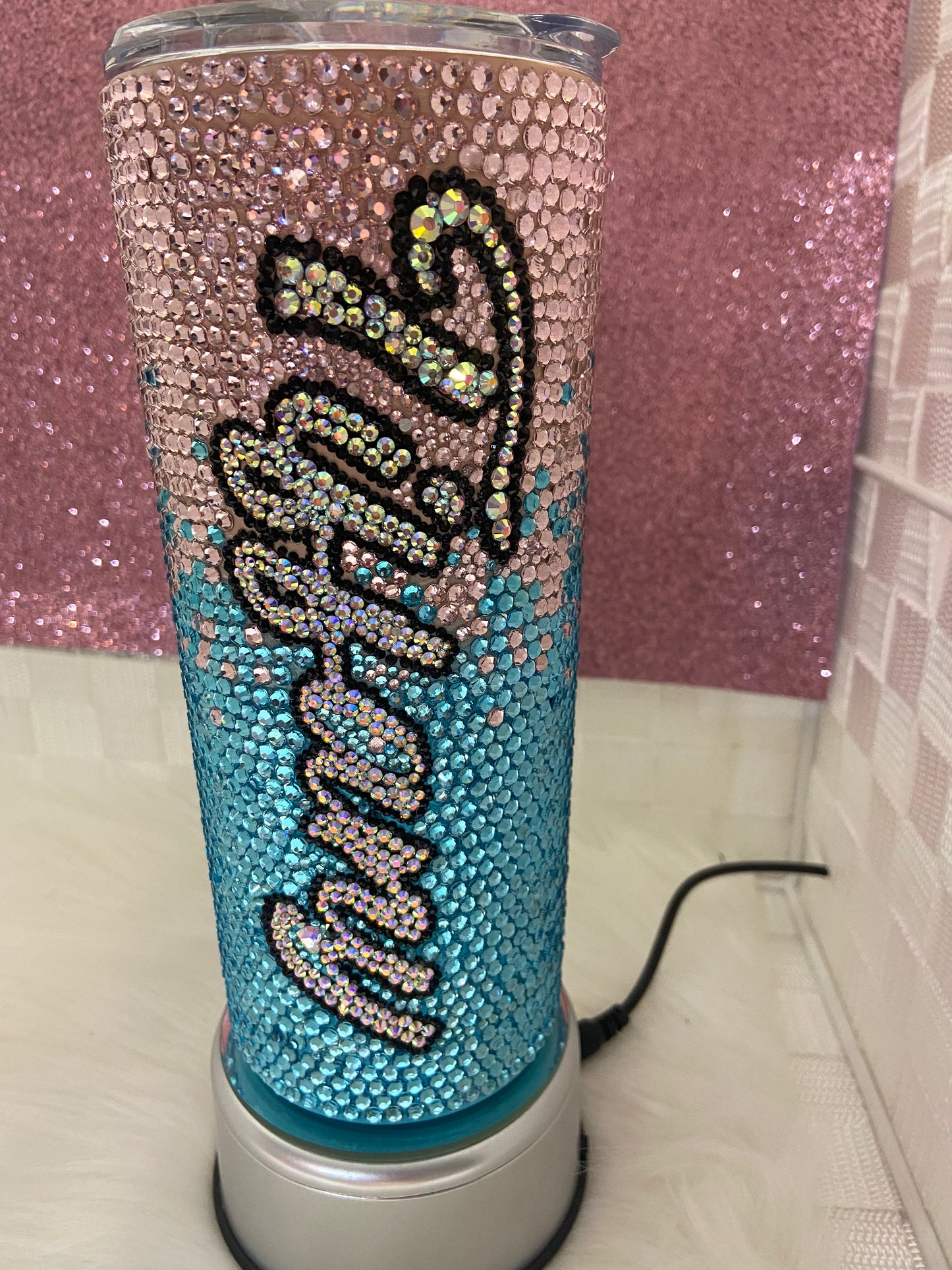 Customized all over ombre 2 color 20oz stainless steel tumbler.
